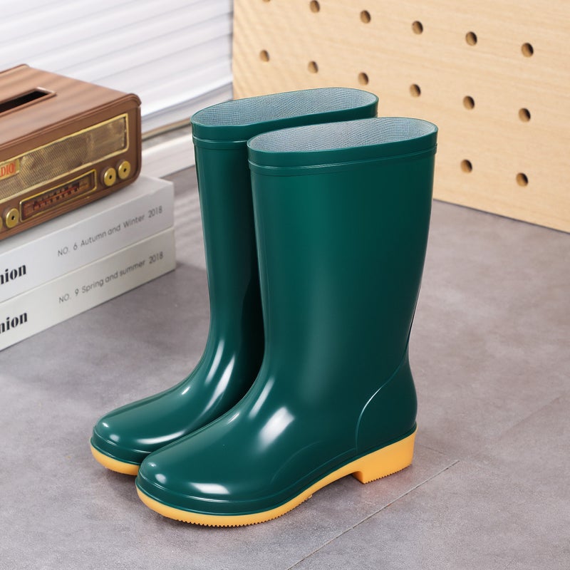 Labor Protection Women'S High School Pvc Rain Boots All Year Round Rain Boots Kitchen Shoes Cleaning Vegetable Market Waterproof Shoes Water Boots Women - Image 1
